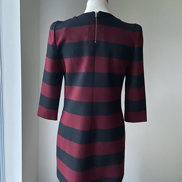 NWT. Zara sexy & sporty black & maroon rugby strip mini dress.. M (fits 2-6 US). - Picture 2 of 3